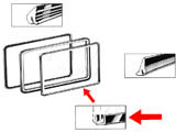 guarnizione vetro laterale pop out tra riquadro e vetro T2 50-67