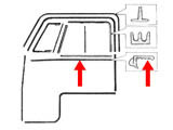 set di 2 guarnizioni tra la portiera e il telaio dei vetri T2 50>67