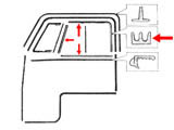 kit guarnizioni vetri scorrevoli delle porte anteriori T2 >07/67 (6 pezzi )